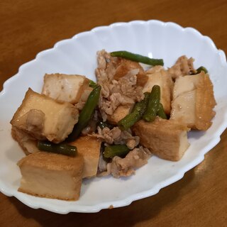 厚揚げと豚バラ肉の煮物